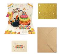 Litinliv Carte Anniversaire, Carte D'anniversaire Pop-up 3D avec Lumière de Chat Cool et Musique, Cadeau D'anniversaire pour Enfants, Hommes, Femmes, Hommes, Filles, Garçons et Amoureux des Chats