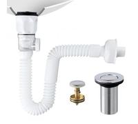 Litinliv Égouttoir de Bonde de Lavabo, Universel Siphon Lavabo avec Tuyau de Vidange, Bonde de Lavabo Universelle, Flexible Rétractable et Bouchon Lavabo Pop-Up, Résistant Aux Odeurs Et Aux Insectes