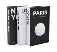 Litinliv Livres Décoratifs Noir et Blanc, Livres de Décoration, Faux Livres Pliables,Livres d'exposition pour Table Basse, Le Bureau, la Maison Faux Livres, New York, Paris, Londres, 3 Pièces