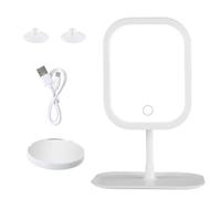 Litinliv Miroir LED Maquillage, avec lumières, éclairage 3 Couleurs, Cosmétique LED de Table Écran Tactile avec Câble USB, Réglable Écran Horizontal écran Vertical, Miroir Cosmétique sans Fil