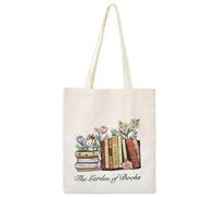 Litinliv Sac en Tissu Imprimé, Sac Shopper Lavable et Réutilisable pour Femmes, Sac de Courses Pliable DIY à Poignées Solides pour Fans, Collègues, Amis (Beige)