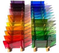 LITMIND Lot de 24 panneaux en vitrail transparent pour projets en mosaïques et de vitraux, 10 x 15 cm, assortiment de couleurs, décorations de cathédrale