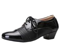 LITNERMIA Chaussures à Lacets pour Homme Jazz Moderne Rumba Salle de Bal Social Tango,ALD511 Noir Talon 4.5cm, 40.5 EU
