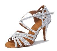 LITNERMIA Sandales de soirée de mariage pour femmes à bout ouvert avec sangles croisées et strass - Chaussures de danse Tango Ballroom Latin, 37 EU