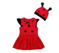 Lito Angels Barboteuse Insecte à Pois Bébé Fille avec Bonnet, 0-12 mois | Body rouge à pois noirs, Jupe en tulle, Bonnet, Halloween, Carnaval