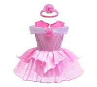 Lito Angels Barboteuses Princesse Aurora pour Bebe Fille Deguisement Rose de Fete Anniversaire Halloween Carnaval Bandeau Doux Taille 6-9 Mois