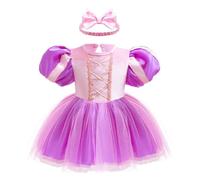 Lito Angels Barboteuses Princesse Rapunzel pour Bebe Fille Deguisement Violette de Fete Anniversaire Halloween Carnaval Bandeau Doux Taille 18-24 Mois