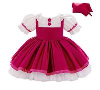 Lito Angels Bébé Fille Robe Dirndl à Volants, Fuchsia, Taille 18-24 mois