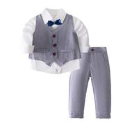 Lito Angels Costume Bebe Garcon Mariage Vetements de Ceremonie Formelle avec Gilet et Noeud Papillon Taille 18-24 Mois, Gris