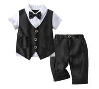 Lito Angels Costume Bebe Garcon Mariage Vetements de Ceremonie Formelle Ete avec Gilet et Noeud Papillon Taille 12-18 Mois, Noir