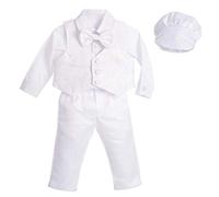 Lito Angels Costume Blanc avec Bonnet pour Bebe Garcon, Vetements de Bapteme, Mariage, Ceremonie, Taille 3-6 Mois