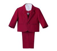 Lito Angels Costume Mariage Ceremonie Bebe Garcon, Ensemble 5 Pieces (Blazer, Gilet, Chemise, Noeud Papillon et Pantalon), Taille 6 Mois (étiquette en Tissu 6M), Rouge Bourgogne 057