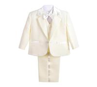Lito Angels Costume Mariage Ceremonie Bebe Garcon, Ensemble 5 Pieces (Blazer, Gilet, Chemise, Noeud Papillon et Pantalon), Taille 3 Mois (étiquette en Tissu 3M), Ivoire