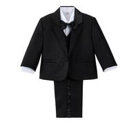 Lito Angels Costume Mariage Ceremonie Bebe Garcon, Ensemble 5 Pieces (Blazer, Gilet, Chemise, Noeud Papillon et Pantalon), Taille 3 Mois (étiquette en Tissu 3M), Noir
