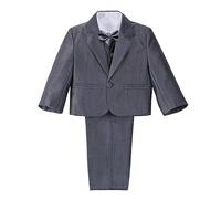 Lito Angels Costume Mariage Ceremonie Bebe Garcon, Ensemble 5 Pieces (Blazer, Gilet, Chemise, Noeud Papillon et Pantalon), Taille 6 Mois (étiquette en Tissu 6M), Gris Fer 057
