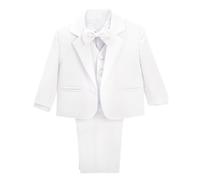 Lito Angels Costume Mariage Ceremonie Bebe Garcon, Ensemble 5 Pieces (Blazer, Gilet, Chemise, Noeud Papillon et Pantalon), Taille 6 Mois (étiquette en Tissu 6M), Blanc 057