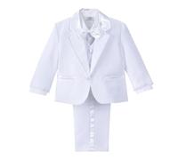 Lito Angels Costume Mariage Ceremonie Bebe Garcon, Ensemble 5 Pieces (Blazer, Gilet, Chemise, Noeud Papillon et Pantalon), Taille 12-18 Mois (étiquette en Tissu 01), Blanc