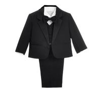 Lito Angels Costume Mariage Ceremonie Enfant Garcon, Ensemble 5 Pieces (Blazer, Gilet, Chemise, Noeud Papillon et Pantalon), Taille 3-4 Ans (étiquette en Tissu 04), Noir 057