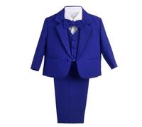 Lito Angels Costume Mariage Ceremonie Enfant Garcon, Ensemble 5 Pieces (Blazer, Gilet, Chemise, Noeud Papillon et Pantalon), Taille 7-8 Ans (étiquette en Tissu 08), Bleu Royal