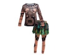 Lito Angels Costume pour Garçons - T-shirt Manches Longues Tatouage & Ensemble Jupe-Feuille pour Carnaval Anniversaire, Age 7-8 ans