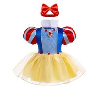 Lito Angels Costume Princesse Blanche-Neige pour Filles Deguisementt Halloween et Carnaval avec Jupe et Bandeau 9-12 Mois