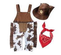 Lito Angels Deguisement Costume de Cowboy avec Bandana et Chapeau pour Bebe Garçons Taille 0-3 mois, Brun (étiquette en tissu 70)