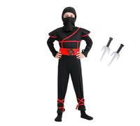 Lito Angels Deguisement Costume de Ninja avec Masque et Accessoires pour Enfant Garçons Taille 8-9 ans, Noir (étiquette en tissu 0L)