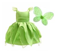 Lito Angels Deguisement Costume Fée Clochette, Robe de Fee Verte avec Ailes de Papillon pour Enfant Fille, Taille 9-10 ans