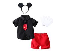 Lito Angels Deguisement Costume Mickey Mouse avec Oreilles de Souris Serre-tete et Gants pour Enfant Garcon Taille 2 ans (étiquette en tissu 90)