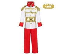 Lito Angels Deguisement Costume Prince Charmant Roi Royal avec Couronne pour Enfants Garçons Taille 5-6 ans, Rouge (étiquette en tissu 0S)