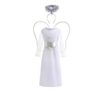 Lito Angels Deguisement Costume Robe de Ange avec Ailes at Auréole pour Enfant Fille Taille 8-10 ans, Blanc (Numéro d'étiquette 0L)
