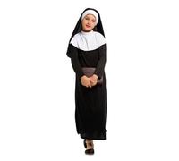 Lito Angels Deguisement Costume Robe de Nonne avec Coiffe et Collier pour Enfant Fille Taille 10-11 ans, Noire