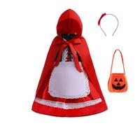 Lito Angels Deguisement Costume Robe de Petit Chaperon Rouge avec Manteau à Capuche et Tablier pour Enfant Fille Taille 5-6 ans