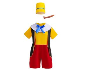 Lito Angels Deguisement Costume Robe de Pinocchio avec Chapeau et Nez pour Enfant Garcon Taille 7-8 ans, XL