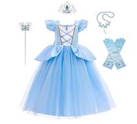 Lito Angels Deguisement Costume Robe de Princesse Cendrillon avec Couronne et Accessoires pour Enfant Fille Taille 11-12 ans, Bleu (étiquette en tissu 160)