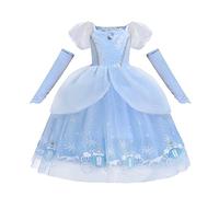 Lito Angels Deguisement Costume Robe de Princesse Cendrillon avec Gant pour Enfant Fille Taille 2-3 ans, Bleu