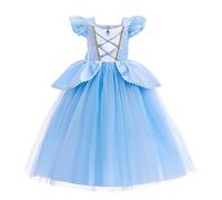 Lito Angels Deguisement Costume Robe de Princesse Cendrillon Fête Anniversaire Carnaval pour Enfant Fille Taille 8-10 ans, Bleu (étiquette en tissu 150)