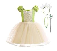 Lito Angels Deguisement Costume Robe de Princesse et la Grenouille Tiana avec Accessories pour Enfant Fille Taille 5-6 ans, Vert