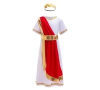 Lito Angels Deguisement Costume Robe de Romain Grec Antique avec Bandeau Laurier pour Enfants Garçons Taille 8-9 ans