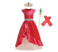 Lito Angels Deguisement Costume Robe Princesse Elena avec Accessoires pour Enfant Filles Taille 9-10 ans, Rouge (étiquette en tissu XL)