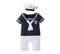 Lito Angels Deguisement Costume Vetement Body Marin avec Chapeau pour Bebe Garcon Taille 12-18 Mois, Bleu