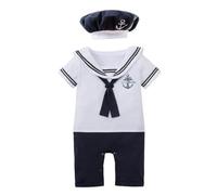 Lito Angels Deguisement Costume Vetement Body Marin avec Chapeau pour Bebe Garcon Taille 18-24 Mois, Blanc