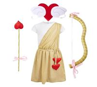 Lito Angels Deguisement Cupidon Garcon Costume Ange Enfant avec Ailes Arc Fleche Toge Romaine pour Carnaval Fete Saint Valentin Age 7-8 Ans