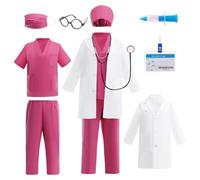 Lito Angels Deguisement d’Infirmière Enfant avec Blouse Tenue Médicale et Accessoires pour Filles Journée des Métiers Docteur Jeu de Rôle Halloween Cosplay Âge 7-8 Ans 128 Rose