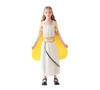 Lito Angels Deguisement Déesse Grec pour Fille, Robe Toge Romaine Costume Tenue Grecque Antique avec Cape et Couronne pour Spectacle Scolaire Enfant 9-10 Ans Taille 140