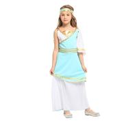 Lito Angels Deguisement Déesse Grec pour Fille, Robe Toge Romaine Costume Tunique Grecque Antique avec Couronne de Laurier pour Enfant 7-8 Ans Taille 128