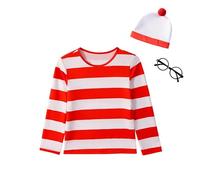 Lito Angels Deguisement Ensemble Vêtements Ou est Charlie avec Chapeau et Lunettes pour Enfant Garçons Fille Taille 11-12 ans (étiquette en tissu 150)