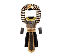 Lito Angels Deguisement Faraon Egyptien Garcons, Costume Egypte Antique Roi Toutankhamon Noir et Or pour Carnaval Enfants 10-11 ans