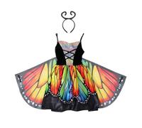 Lito Angels Deguisement Fee Papillon Arc En Ciel pour Fille avec Ailes et Serre Tete, Robe Pailletee et Grande Jupe Ailes pour Carnaval Mardi Gras Anniversaire Fete Ecole, Age 4-6 Taille 116