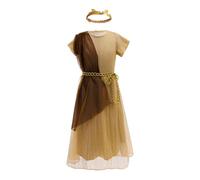 Lito Angels Deguisement Filles Toge Romaine Dorée, Costume Dieu Grec Tunique Grecque Antique avec Couronne de Laurier pour Enfant 4-6 Ans Taille 116